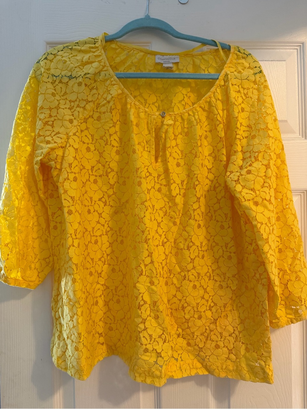 Charter Club Bright Yellow Floral Lace Peasant Blouse
